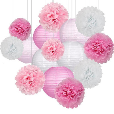 

Gobestart Paper Flower Ball Paper Lantern Set Birthday Party Wedding Decoration 15pcsset