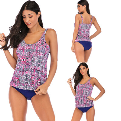 

Saidsome Womens Large Size Conservative Printed Split Swimsuit