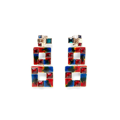 

AOTEMAN Bohemia colorful Square Rhinestone statement drop earrings women brand crystal earrings za jewelry