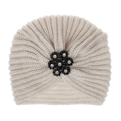 

Tailored Women Ladies Solid Color Rhinestone Knited Headgear Beanie Tail Hat Cap