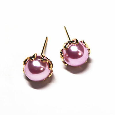 

Fashion Pearl Earrings for Women Minimalist Bead Rose Gold color Alloy Small Stud Earrings