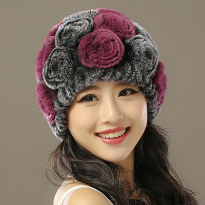 

QIUYAN Rex rabbit fur winter fur rabbit fur hat warm protection 18421