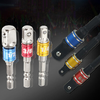 

3xMulticolor Safe Socket Bit Adapter Drill Nut Driver Power Extension Bar Pack