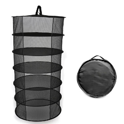 

4 Layers Hanging Basket Folding Drying Rack Herb Dry Net Opening Shape Dryer Bag Mesh 600mm Diameter For Herbs Flowers Buds Plants