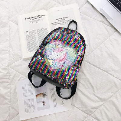 

Unicorn Sequin Backpack Magic Reversible Sequin Backpack Glittering Bag for Women Girls Teens