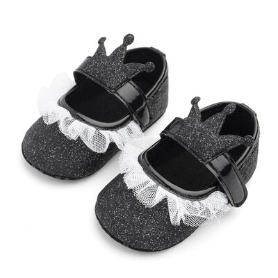 

Baby Girls Shoes Infant First Walkers for Newborn Autumn Soft Sole Non-Slip Crown Princess Shoes