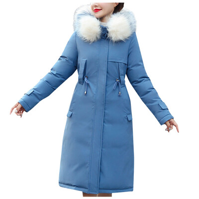 

Toponeto Women Outerwear Faux Fur Hooded Button Coat Long Solid Jackets Pocket Coats