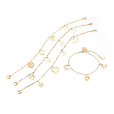 

304 Stainless Steel Anklets Mixed Shapes Golden 9-78"252cm