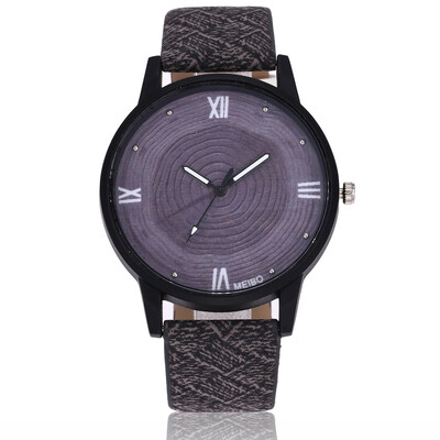 

New personality annual ring wood grain mens&womens watch rivets