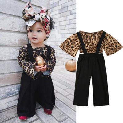 

Toddlers Baby Girl Autumn Clothes Set Leopard TopsLong Pants Cotton Outfit 1-5Y