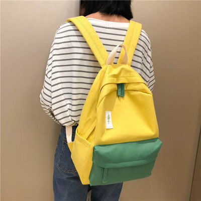 

Korean version of schoolbag for female Harajuku ulzzang high school students backpack campus collision color tide brand large capa