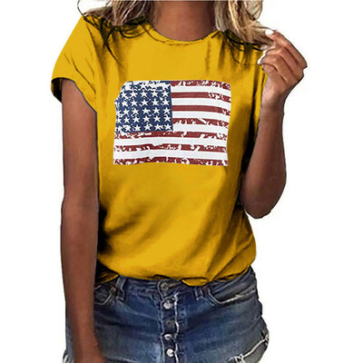 

Starmoon Women Plus Size National Flag Independence Day Print Short Sleeve T-Shirt Tops