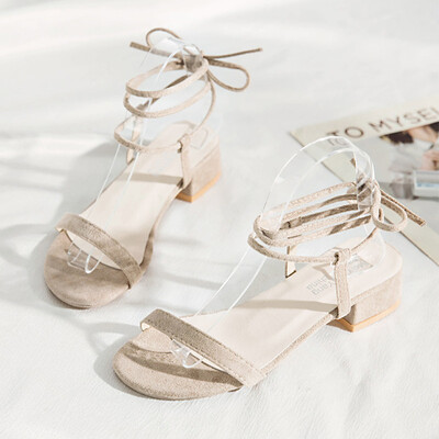 

Sandal womens coarse&summer strap sandal fairy breeze student 100-way to Roman womens shoes