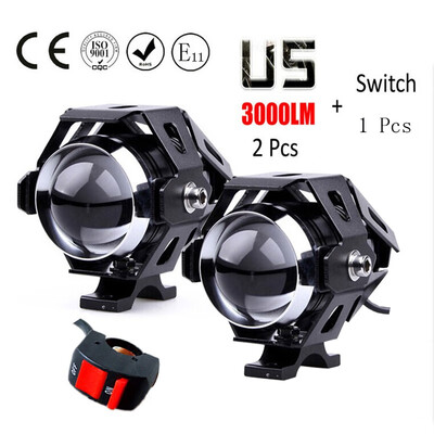 

2Pcs Motorcycle headlamp U5 LED 125w 12v 3000LM Spotlight Driving Light Motorbike Fog Light auxiliary Lamp Headlight Offroad DRL