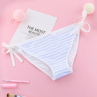 

COCKCON Stylish&comfortable striped bow tie small fresh simple girl underwear solid color single size underwear
