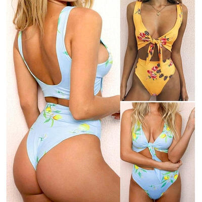 

Women High Waisted Swimsuit Swimwear Push up Bikini Set Monokini Bathing Suit