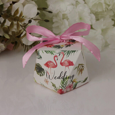 

FUNNYBUNNY Wedding Party Favor Boxes Flamingo Multidimensional Candy Gift Boxes Bonbonniere with Ribbon for Party Decorations