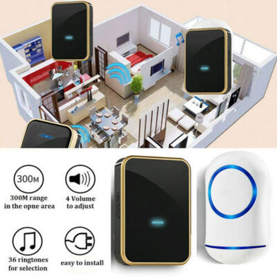 

Wireless Doorbell Door Chime Kit Button Receiver Loud Sound Portable Cordless