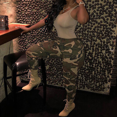 

Womens Camouflage Pants Camo Casual Cargo Joggers Trousers Hip Hop Rock Trousers