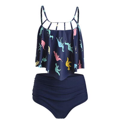 

Roseonmyhand Women Bikini Set Swimsuit High Waist Dinosaur Print Bathing Suit Beach Swimwear