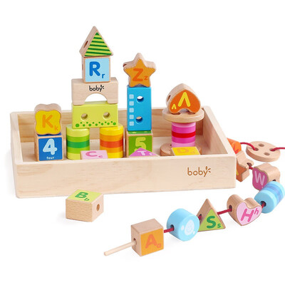 

Boby boxed beads beaded large particles beaded children early education educational toys baby perforated toys 7512