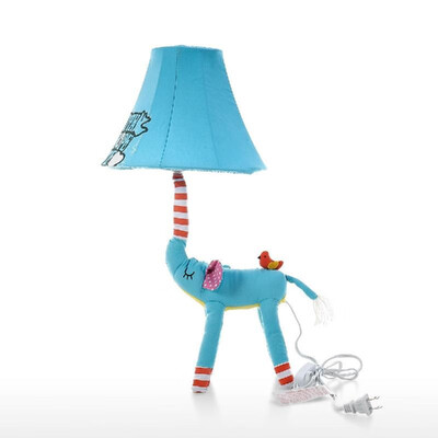 

Blue Elephant Lamp UK Plug Animal Lamp Kids Table Lamp Night Light for Kids Lampshade for Children Bedroom Nursery Room with Led B