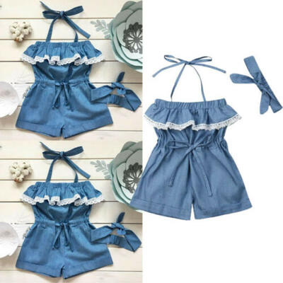 

US Newborn Kid Baby Girl Lace Romper Jumpsuit Outfit Bodysuit Clothes Set NEW