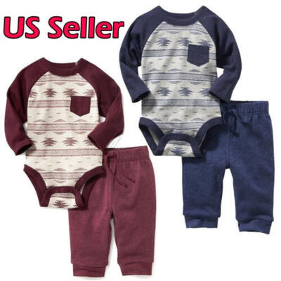 

Newborn Baby Boy Girl Cotton Clothes Romper Bodysuit Top Pants Outfit Set
