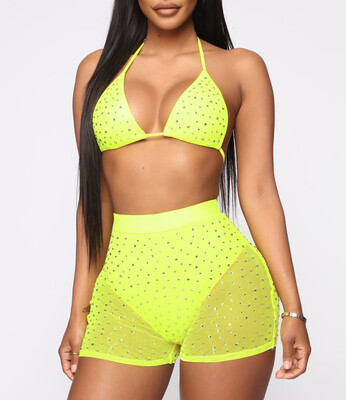 

Women Rhinestone Crystal Diamond Push-up Bikini Set Bathing Swimsuit Swimwear
