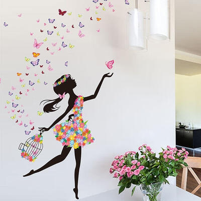 

Flower Girl Removable Wall Art Sticker Vinyl Decal DIY Room Home Mural Decor