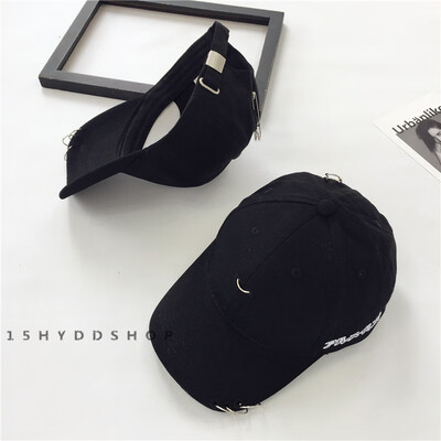 

Hat womens spring summer leisure ring pin baseball cap casual hundred spear-bending duck tongue hip-hop hat Korean version tide