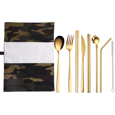 

Toponeto Set Stainless Steel Upscale Dinnerware Flatware Cutlery Fork Spoon Teaspoon 9PC