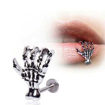 

Women Skull Hand Lip Piercing Jewelry Punk Piercing Skeleton Lip Earrings