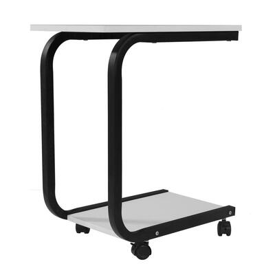 

Wood Coffee Tray TV Snack Dinner Sofa Side End StandLaptop Rolling TableWhite