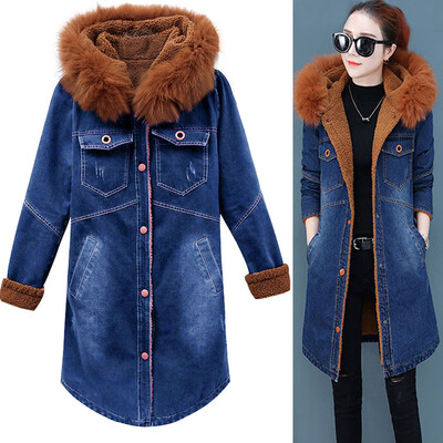 

Toponeto Womens Casual Plus Size Long Sleeve Cowboy Pockets Blouse Hole Button Coat