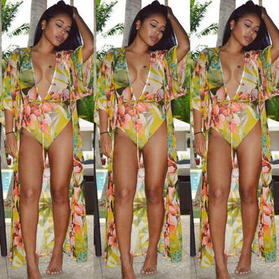 

Sexy Swimwear Women Ladies Chiffon Floral Bikini Cover Up Beach Dress Bathing Suit