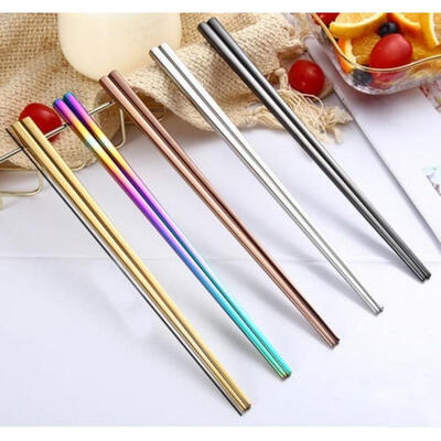 

Fashion One Pair Colorful Chopsticks Metal Stainless Steel Luxury Reusable Hot Sale