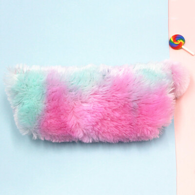 

Delicate Lovely Fluffy Rainbow School Pencil Case Good for study Exquisite