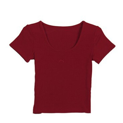 

Women Embroidered U-neck Tight Summer Loose Short Sleeve Casual Simple Wild T-Shirt