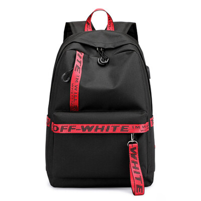 

Casual backpack bag USB charging socket nylon solid color backpack