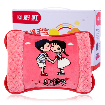 

Rainbow hand warmers double inserts plush electric hot water bottle rechargeable warm treasure has been injected water heating water bag