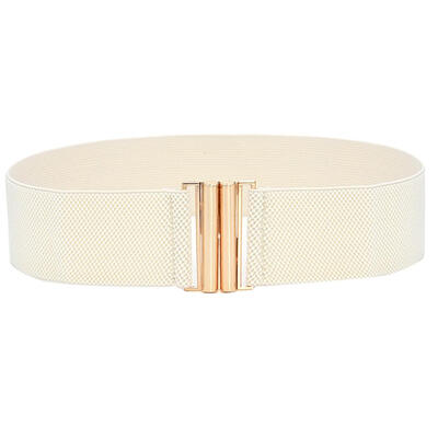

Lady Solid Color Buckle Wide Faux Leather Elastic Waistband Belt for Jeans Pants
