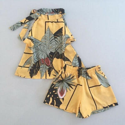 

Toddler Kids Baby Girls 2PCS Summer Outfits Sleeveless Tops Short Pants Clothes