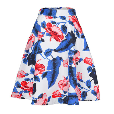 

Roseonmyhand Womens Ladies Vintage Summer Floral Print High Waist Skater Skirt Mini Skirt