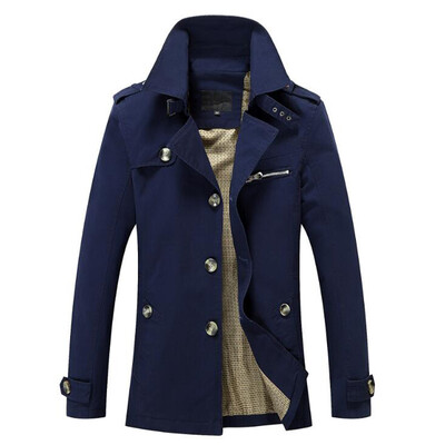 

Men Solid Casual Style Plus Sizes Trench Coat