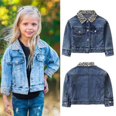 

CA Toddler Kid Leopard Neck Denim Outerwear Girl Baby Fashion Coat Outfits 9M-5Y