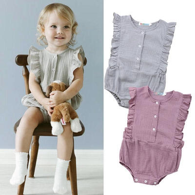 

Newborn Baby Girl Cotton Ruffle Sleeveless Romper Jumpsuit Casual Outfit Clothes