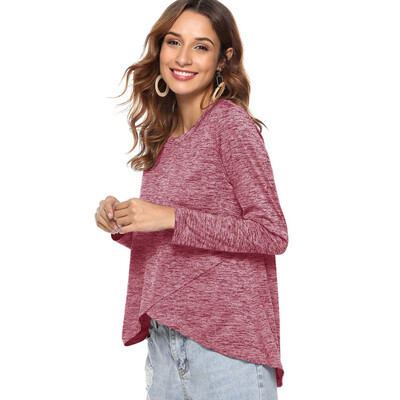 

Women Autumn Winter T Shirt Ladies Sexy O Neck Long Sleeve Split T Shirts Tops Womens Casual Tees Shirt