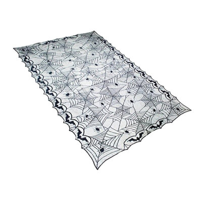 

Halloween Spiderweb Bat Lace Tablecloth Fireplace Cover Home Horror Party Decor