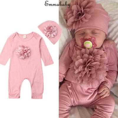 

Newborn Infant Baby Girl Clothes Jumpsuit Romper Bodysuit Headband Outfits Set